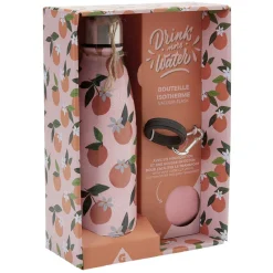 Bouteille isotherme inox avec housse et mousqueton 480 ml