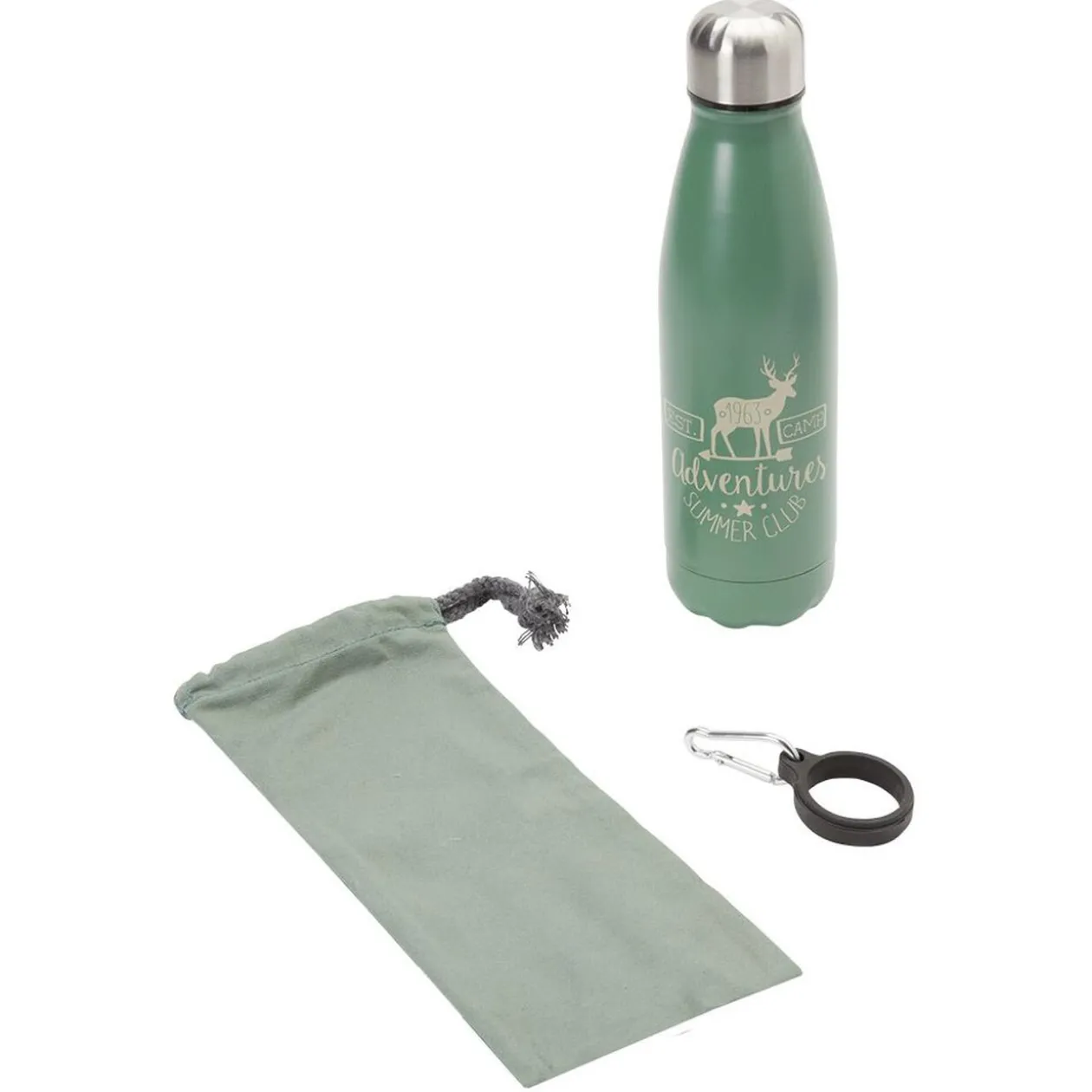 Bouteille isotherme inox avec housse et mousqueton 480 ml