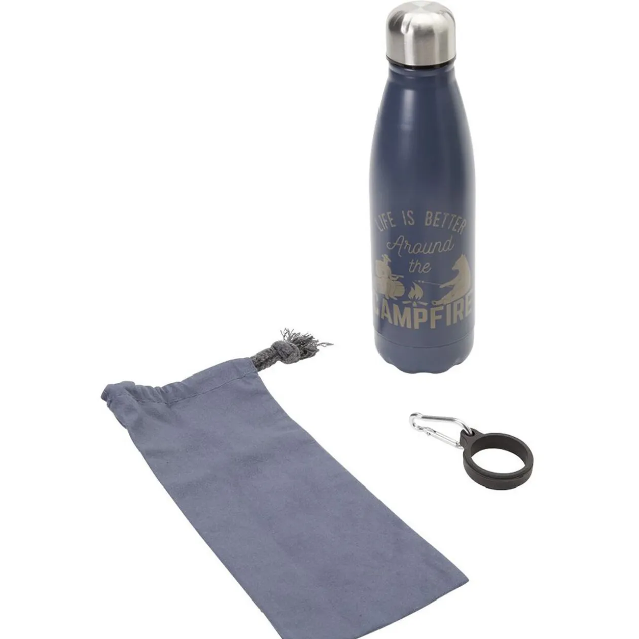 Bouteille isotherme inox avec housse et mousqueton 480 ml