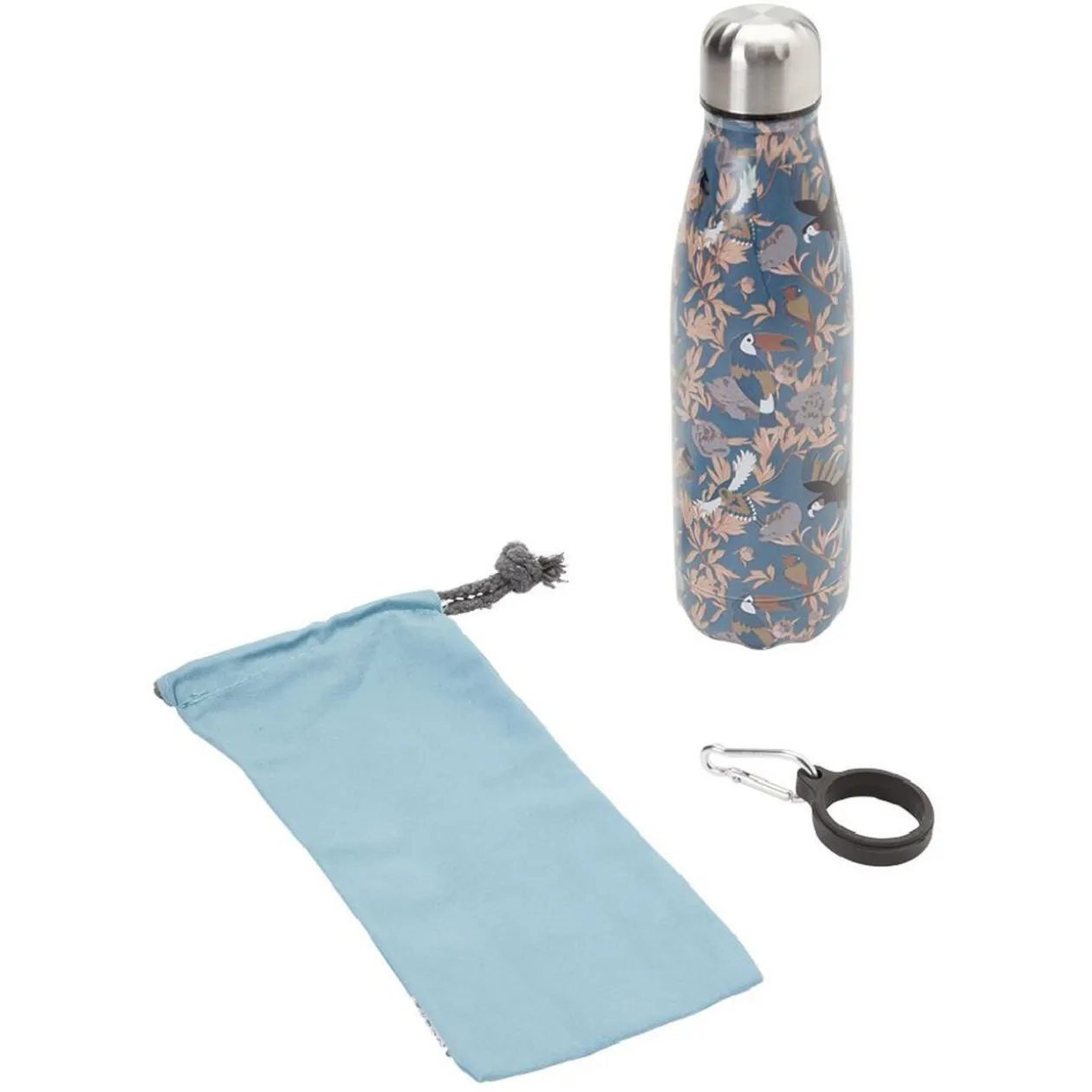 Bouteille isotherme inox avec housse et mousqueton 480 ml