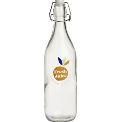 Bouteille verre transparent Fresh Juice bouchon mécanique 1L H30cm