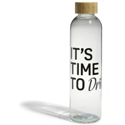 Bouteille verre transparent design noir avec bouchon bambou 730ml