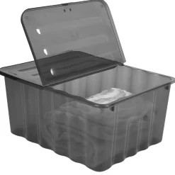 Box de rangement à double ouverture noir fumé 48 L