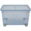 Box de rangement à ouverture fractionnable uni bleu 46 L