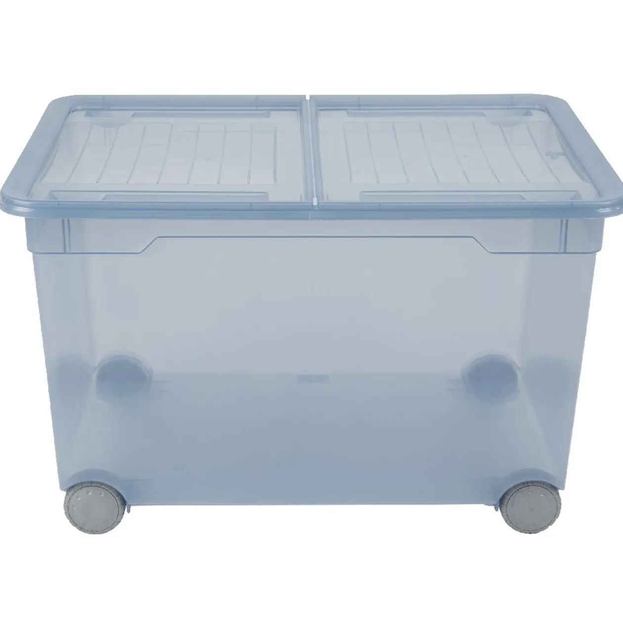 Box de rangement à ouverture fractionnable uni bleu 46 L