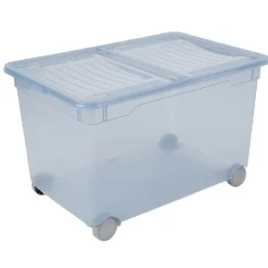 Box de rangement à ouverture fractionnable uni bleu 46 L
