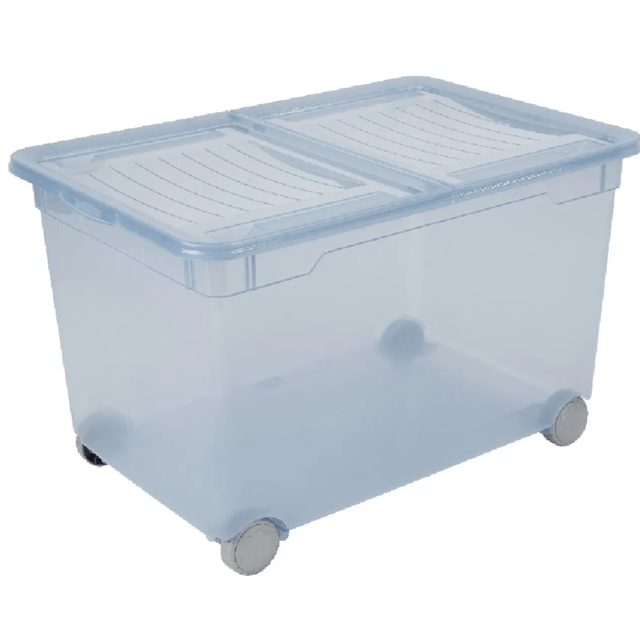 Box de rangement à ouverture fractionnable uni bleu 46 L