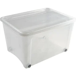 Box de rangement à roulettes transparent 140L