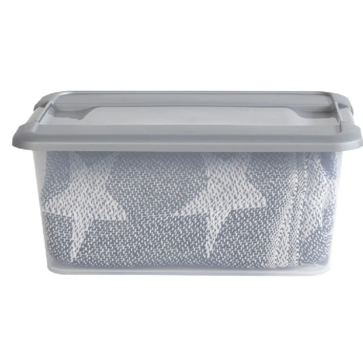 Box de rangement A4 transparente couvercle gris poignées clips 12 L