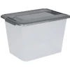 Box de rangement A4 transparente couvercle gris poignées clips 18 L