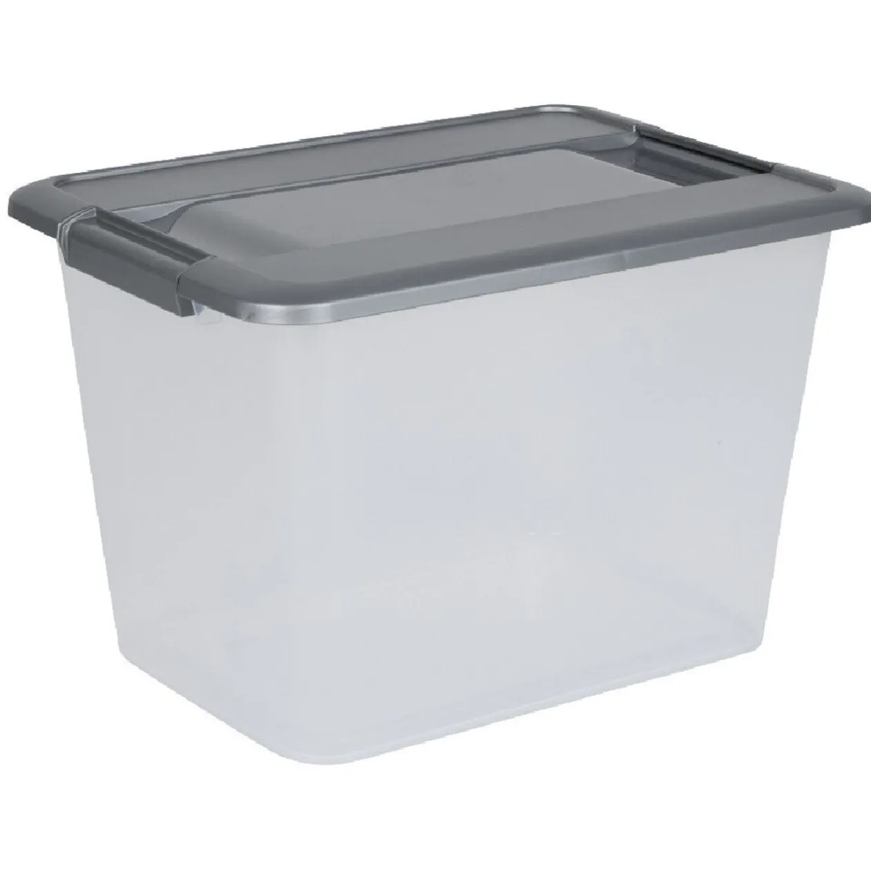 Box de rangement A4 transparente couvercle gris poignées clips 18 L