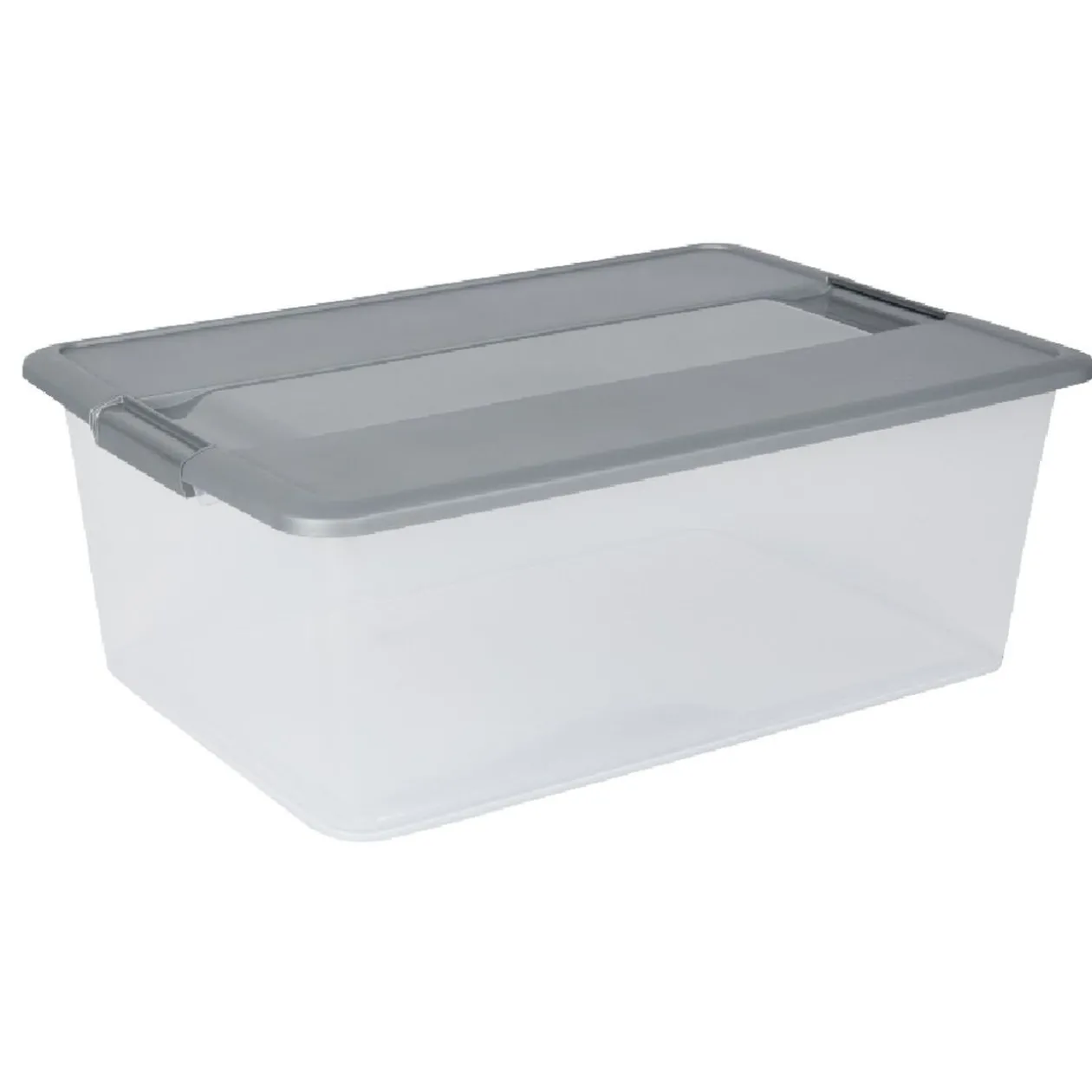 Box de rangement A3 transparente couvercle gris poignées clips 35 L