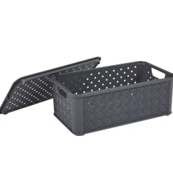 Box de rangement Arianna effet tressé 4 L gris
