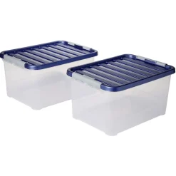 Box de rangement avec fermeture clips 25L x2 - 44x31xH23cm