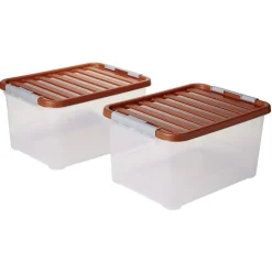 Box de rangement avec fermeture clips 25L x2 - 44x31xH23cm