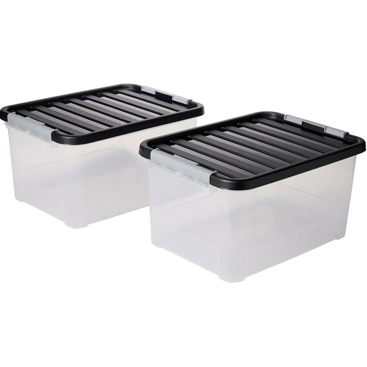 Box de rangement avec fermeture clips 25L x2 - 44x31xH23cm