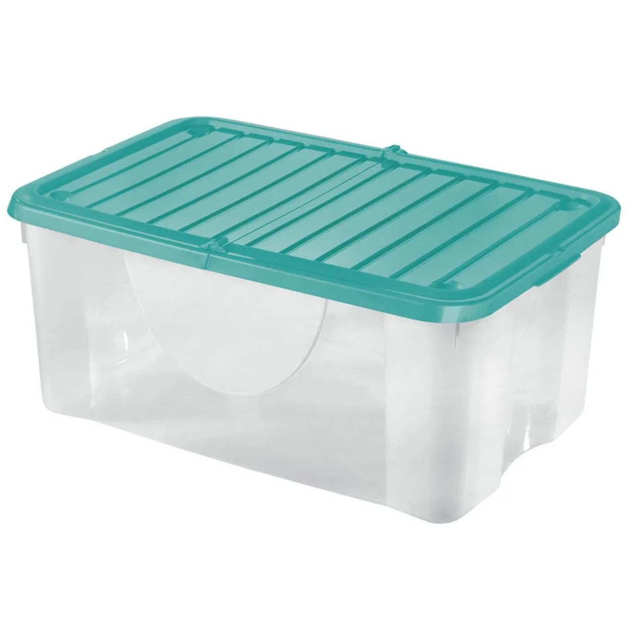 Box de rangement blanc transparent couvercle papillon bleu 40L
