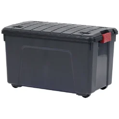 Box de rangement brico 4 roulettes fermeture à clips 110L