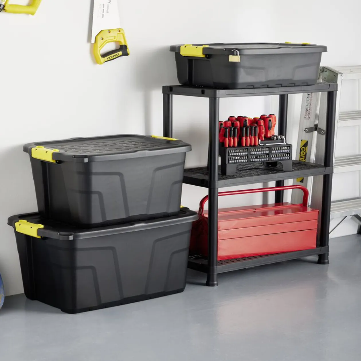 Box de rangement brico noir 42L