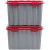 Box de rangement bricolage 54 L gris et rouge x2