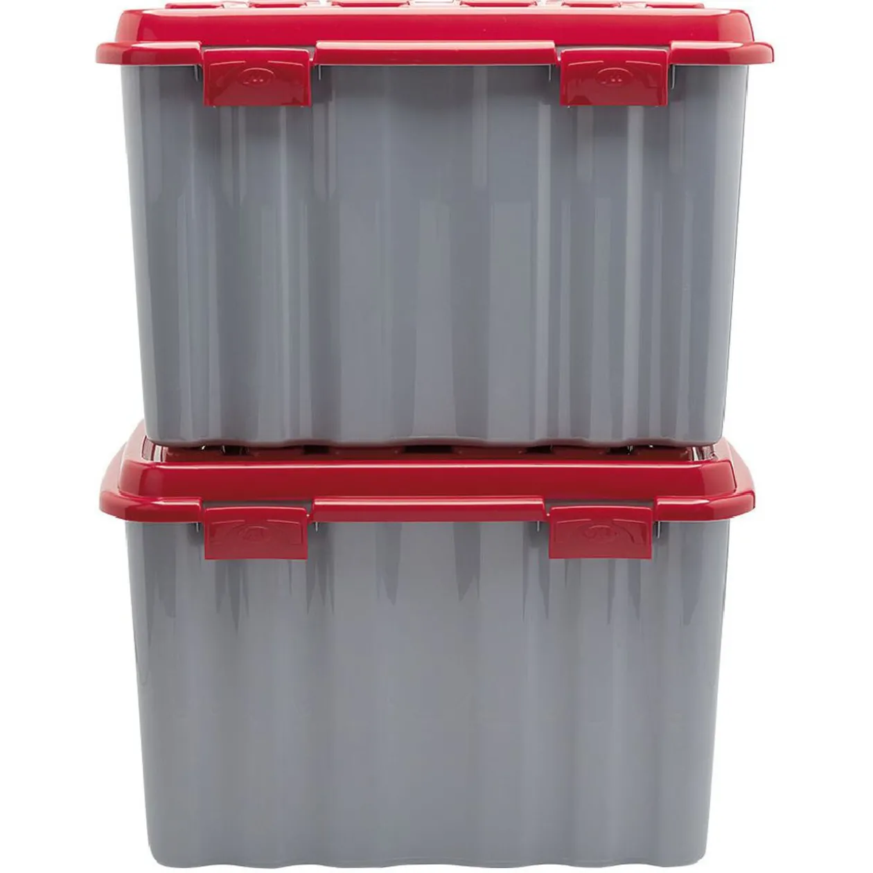 Box de rangement bricolage 54 L gris et rouge x2