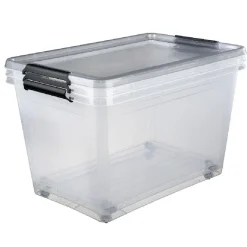 Box de rangement couvercle clips transparent 60 L x3