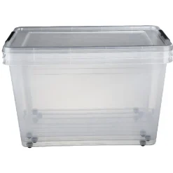 Box de rangement couvercle clips transparent 60 L x3