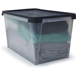 Box de rangement hermétique 50 L transparent et gris