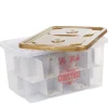 Box de rangement Noël transparent doré 44 L