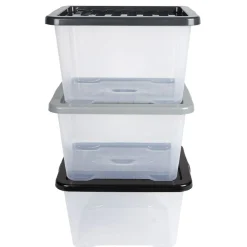 Box de rangement plastique transparent 28 L x3