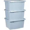 Box de rangement plastique bleu 30L x3