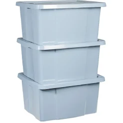 Box de rangement plastique bleu 30L x3
