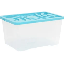 Box de rangement transparent avec couvercle 60 L
