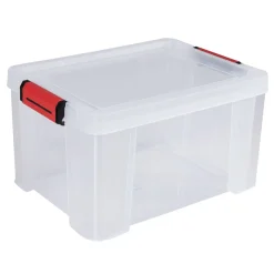 Box de rangement transparente couvercle clips rouge 17 L