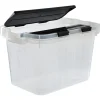 Box de rangement transparent couvercle fractionnable noir 10 L