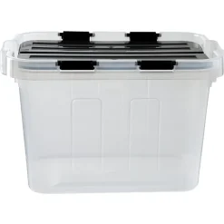 Box de rangement transparent couvercle fractionnable noir 10 L