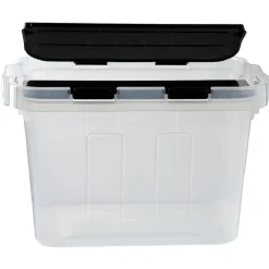 Box de rangement transparent couvercle fractionnable noir 10 L