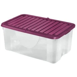 Box de rangement transparent couvercle papillon rose 40L