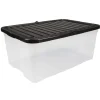 Box de rangement transparent couvercle papillon noir opaque 40L