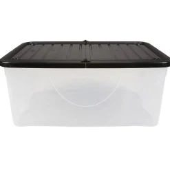 Box de rangement transparent couvercle papillon noir opaque 40L