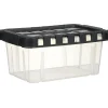 Box de rangement transparent couvercle fractionnable noir 10 L
