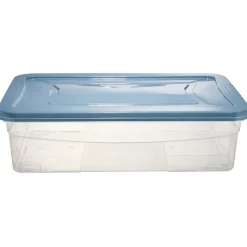 Box dessous de lit transparent et bleu 30L