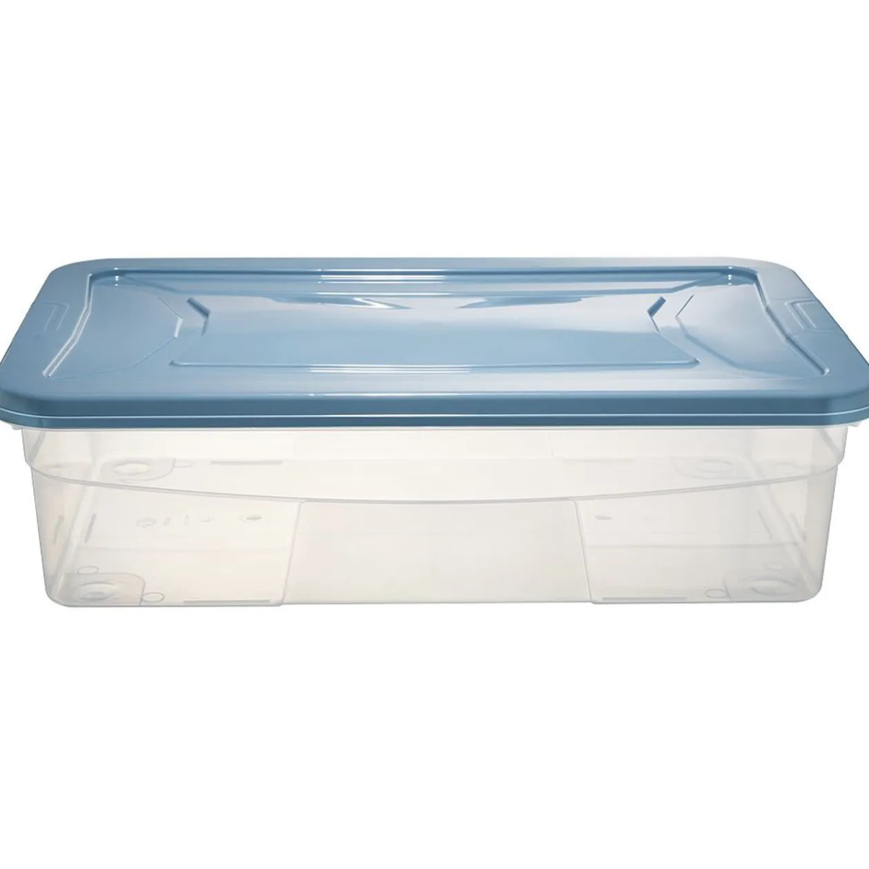 Box dessous de lit transparent et bleu 30L