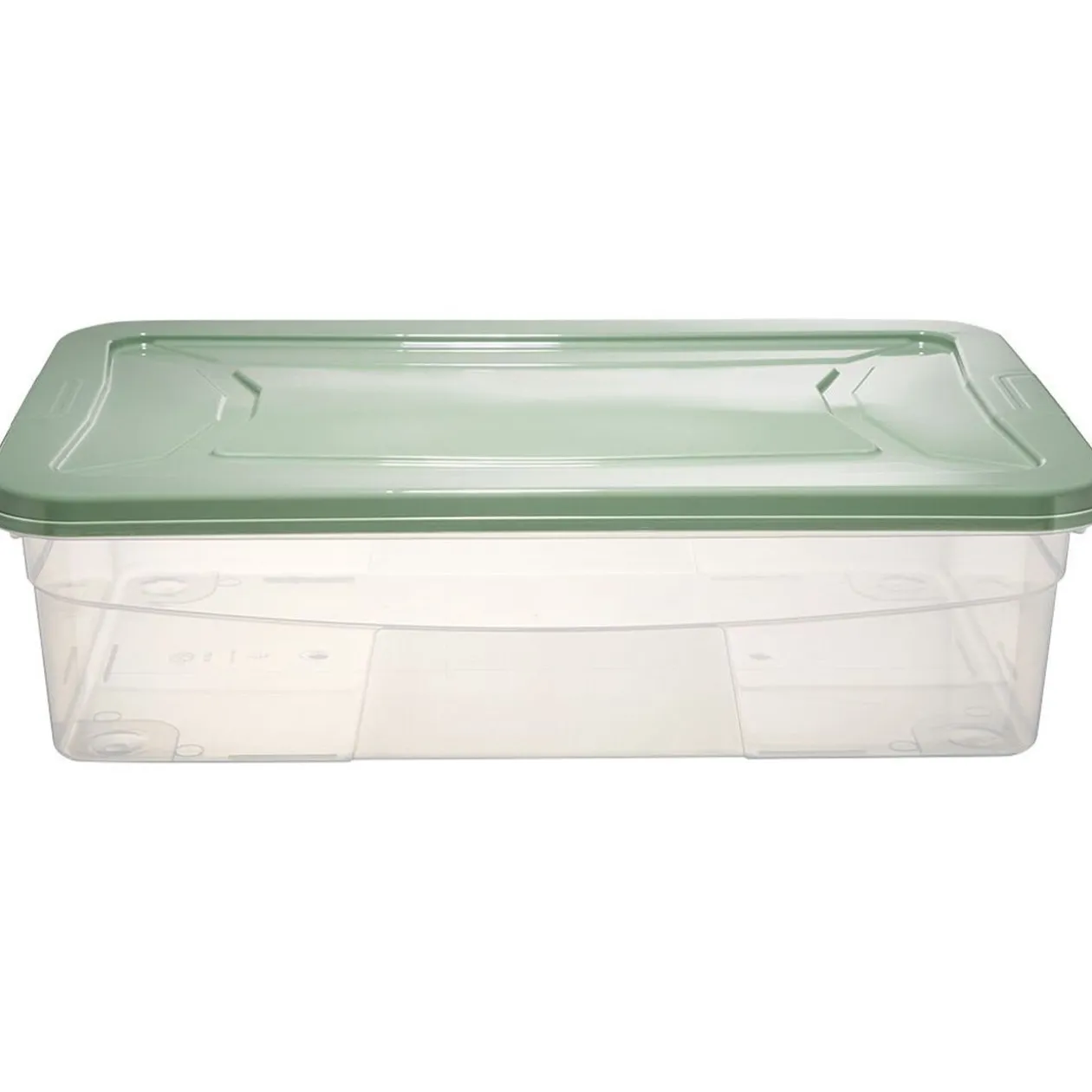 Box dessous de lit transparent et vert 30L
