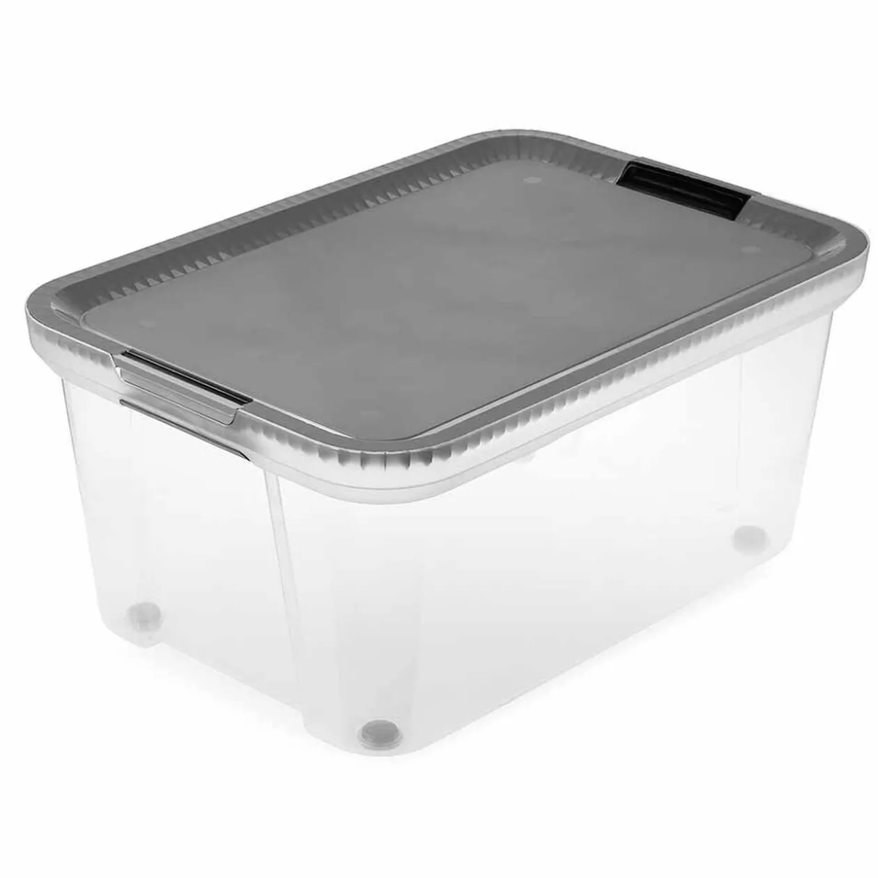 Box multi directionnelle transparente couvercle gris 110 L