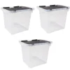 Box plastique couvercle noir clipsable 36 L x3
