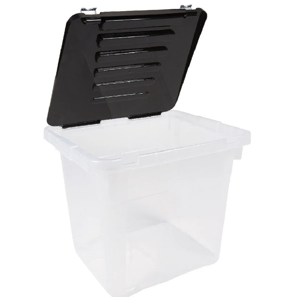 Box plastique couvercle noir clipsable 36 L x3