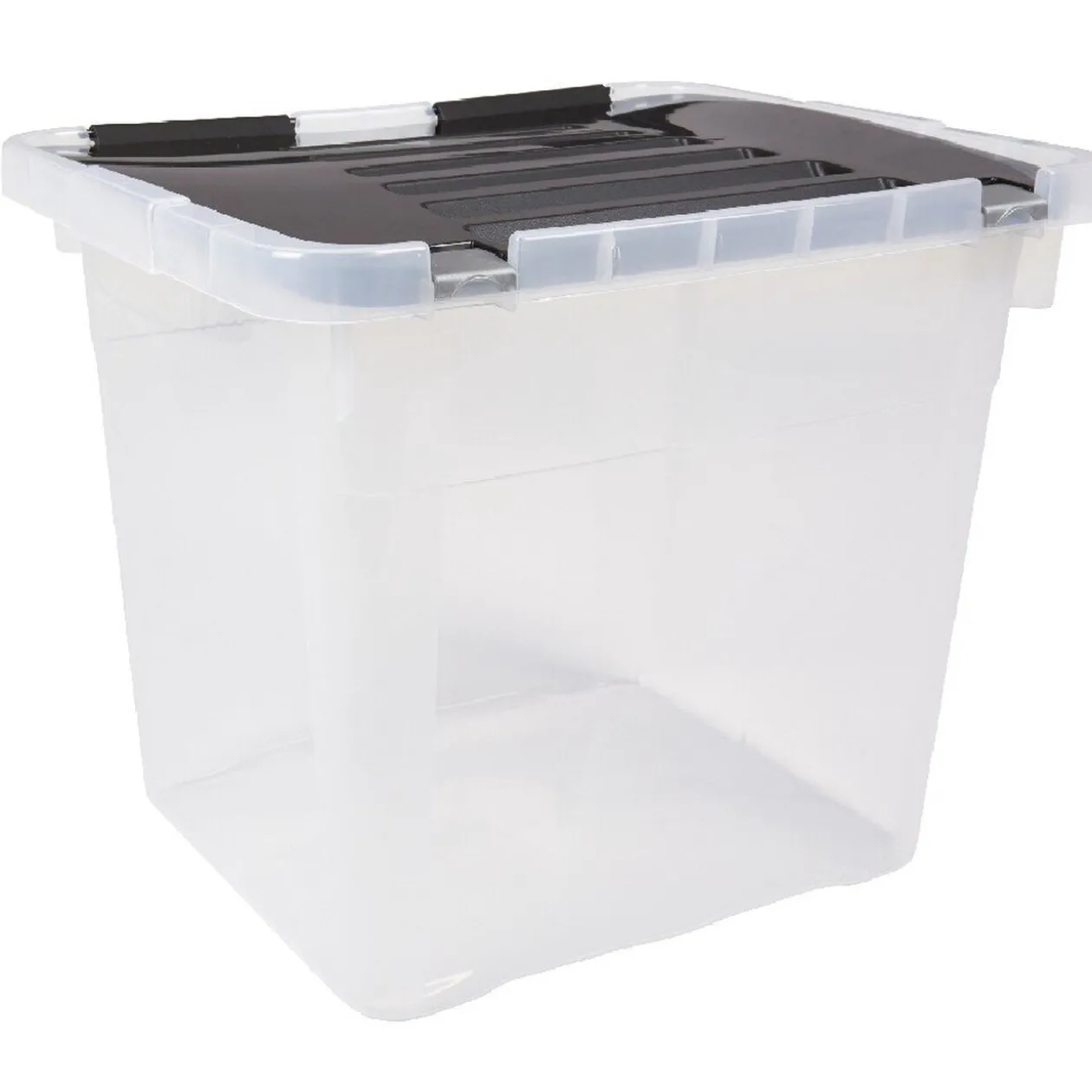 Box plastique couvercle noir clipsable 36 L x3