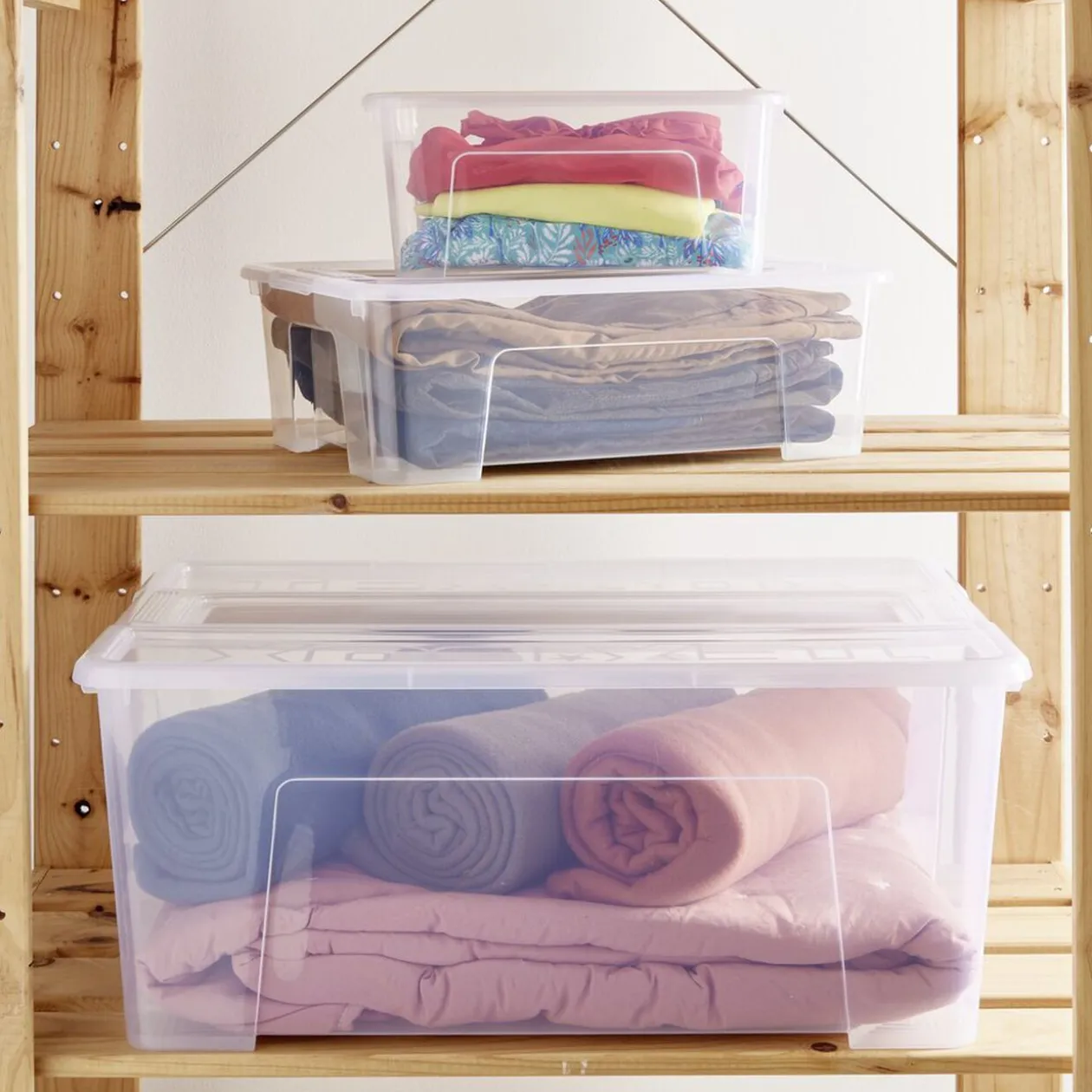 Box rangement 10L plastique transparent 38xH14x28cm