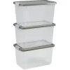 Box transparente couvercle gris 29,5 L x3